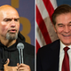 side by side photos of John Fetterman and Dr. Mehmet Oz.